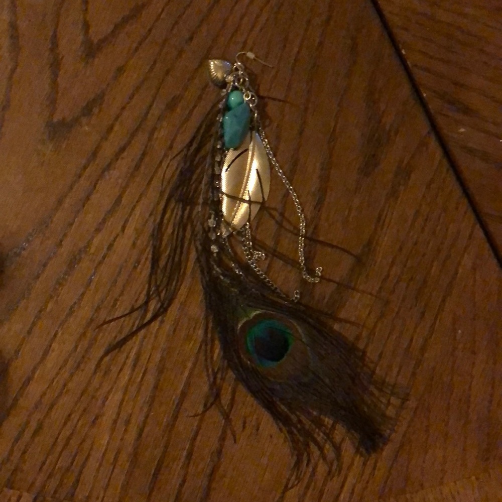 Peacock feather earring